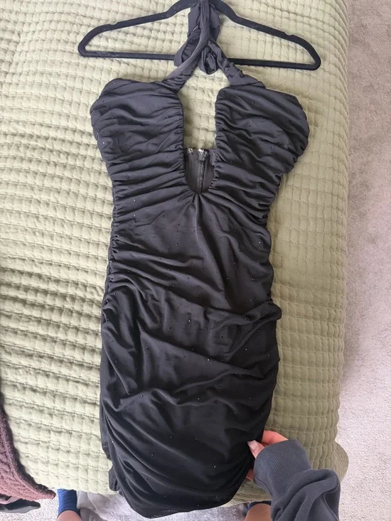 Akira Black Halter Plunge Dress - Picture 2 of 4